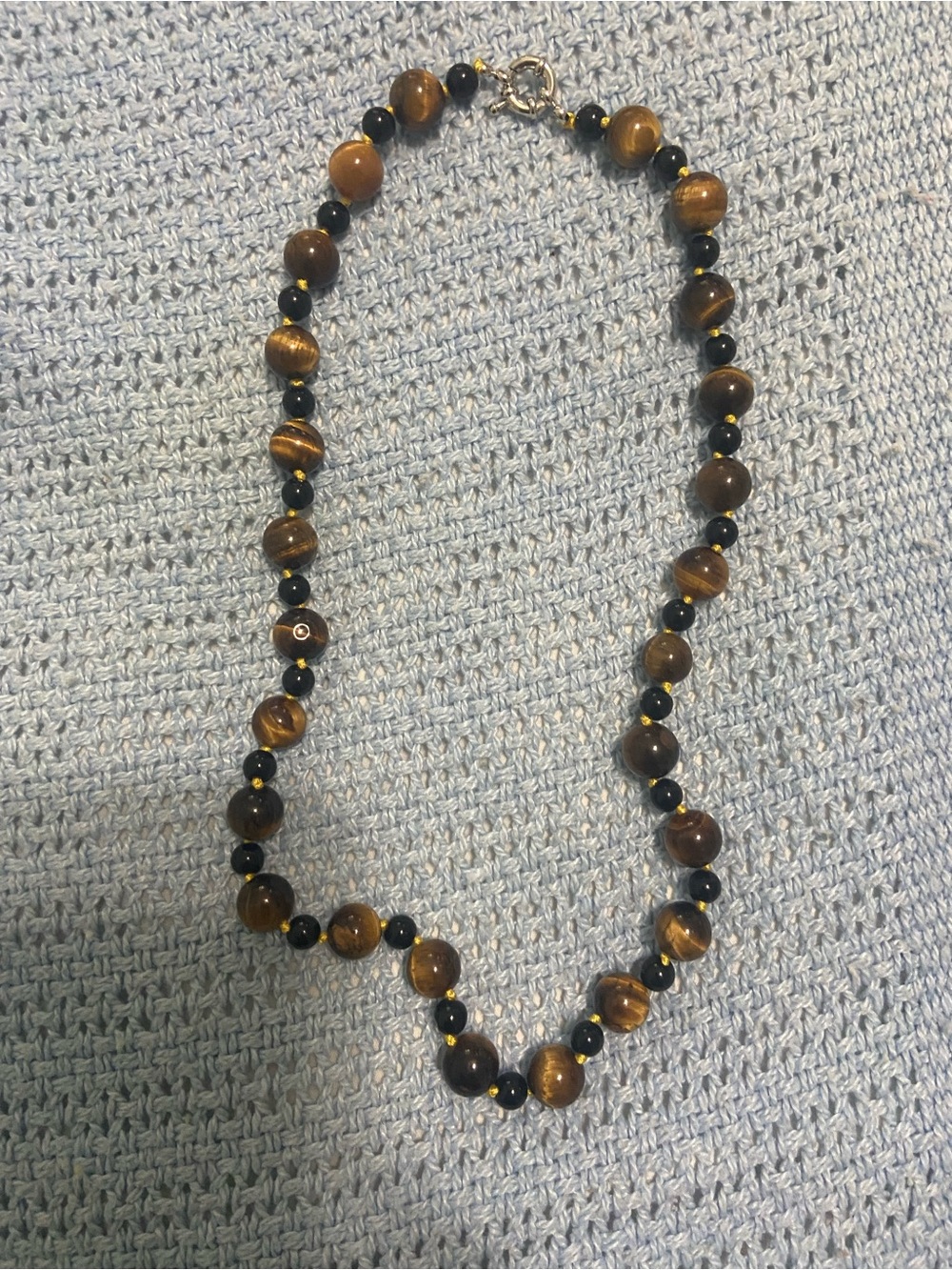 Artisan Brown and Black Genuine Tiger Eye Bead Necklace